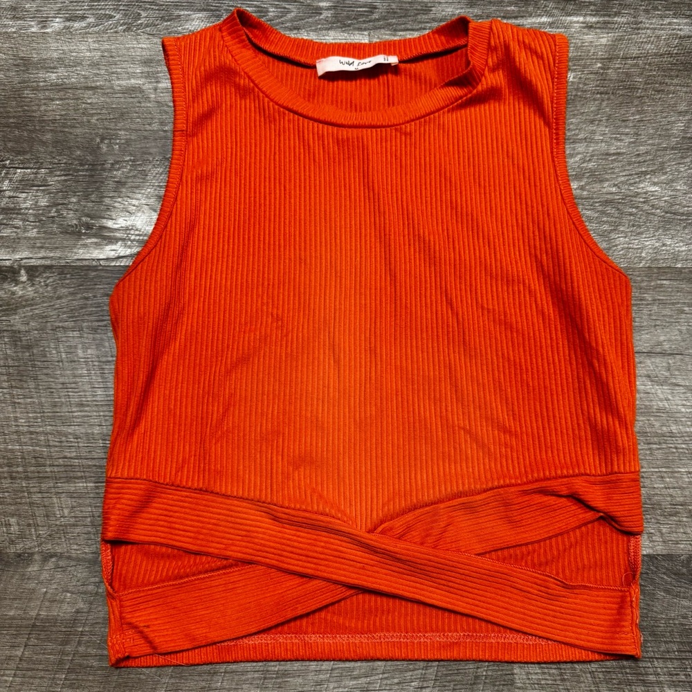 Wild Love Orange Ribbed Tank Top Size Medium